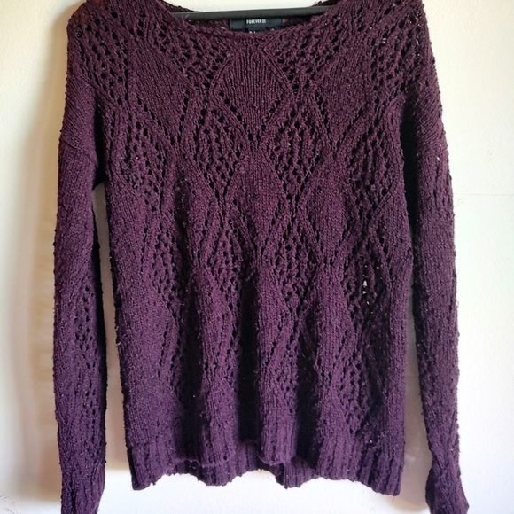 Forever 21 Purple Crochet Sweater - Picture 1 of 5